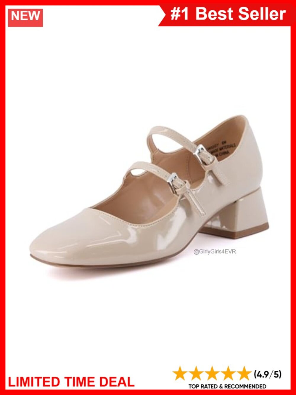Mary Jane Heels Women's Memory Foam Faux Leather Cushioned Closed Toe Work